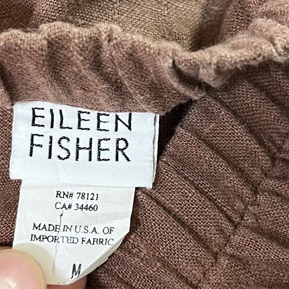 Eileen Fisher 100% Linen Midi Skirt Size M Brown Side Slits Lagom Sustainable - Picture 5 of 8